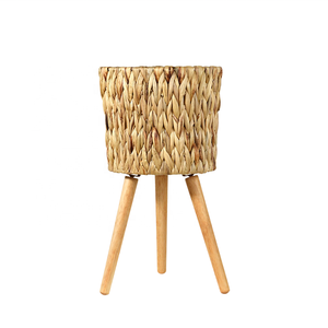 Ensemble de pots de fleurs en osier tressé, grands pots d'intérieur avec support en bois, pots de fleurs tressés tendance, vente chaude - Product Image 1