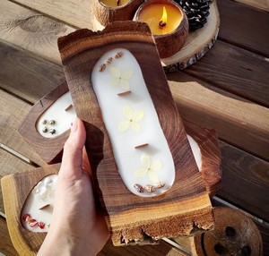 Modern Natural Wooden Base Candle Bowl For Home Wedding Festive Stylish Dough Candle Container For Tabletop Restaurant & Cafes - Product Image 5