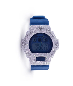 Montre-bracelet de luxe numérique en acier inoxydable avec moissanite, boîtier en verre cristal bleu, bracelet en acier inoxydable avec moissanite, affichage LED - Product Image 1