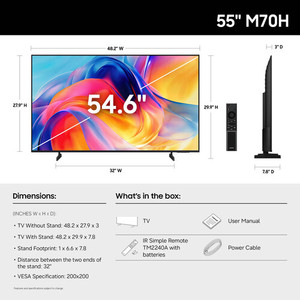 Televisor Inteligente Sams M70H de 55 Pulgadas, 4K HDR, Mini-LED, 60Hz, Altavoz Integrado, Negro, Uso en Hoteles, NTSC, Mejor Calificado - Product Image 4