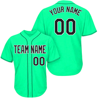 Maillot de baseball vert personnalisé unisexe à manches courtes, nom de l'équipe imprimé 00, évacuation de l'humidité, toutes saisons, uniforme adulte