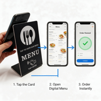 Support de comptoir NFC 215 avec puce pour affichage de menu de restaurant – Support de menu interactif pour café, bar, hôtel, table de salle à manger