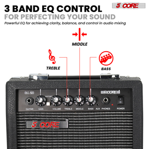 Amplificador de Bajo Eléctrico de 5 Núcleos, Modelo GA 20 BLK NW, 20W, Portátil, Mini, de Pie, con Altavoz Integrado de 6.5 Pulgadas, Entrada Auxiliar y Conector para Auriculares - Product Image 5