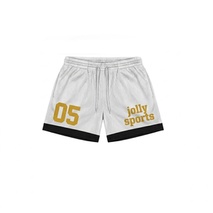 Shorts en mesh respirant de haute qualité 160 GSM, bleu avec empiècements latéraux roses, logo sublimé, shorts pour homme - Product Image 2