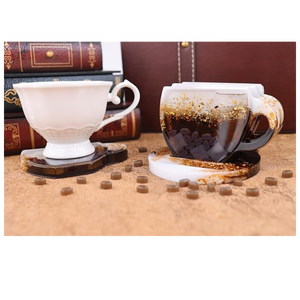 ชุดจานรองแก้วกาแฟทำมือสุดหรูพร้อมที่วาง ทำจากอีพ็อกซี่เรซิ่น – จานรองแก้วดีไซน์ทันสมัยสำหรับตกแต่งบ้าน - Product Image 4