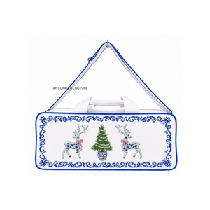 Bolsa de Viaje Bordada a Mano con Diseño de Árbol de Navidad Blanco, Cierre de Cremallera, Bolsa Textil Portátil para Fin de Semana - Product Image 4