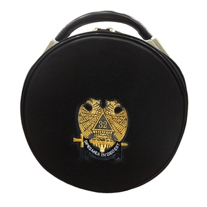 Étui de transport pour casquette de franc-maçon du Rite écossais du 32e degré, noir, avec emblème brodé d'aigle à double tête - Product Image 2