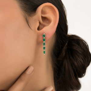 Pendientes Colgantes de Oro Amarillo Sólido K14 con Esmeralda y Diamantes Auténticos, Novedad de Alta Calidad, Joyería de Piedra de Nacimiento de Mayo para Mujer, Venta al por Mayor - Product Image 4