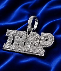 Iced Out TRAP House <b>Pendant</b> <b>Necklace</b> <b>Men</b> Hip Hop Rhodium Plated Zircon Jewelry - Product Image 2