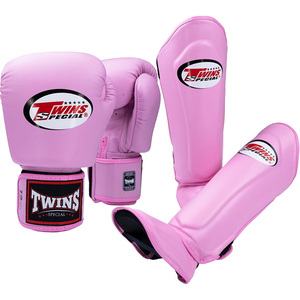 Twins Muay Thai MMA <b>Gloves</b> Pink Real Leather Hook Loop Closure Breathable Hand <b>Grips</b> Shin Guards Martial Arts Gear Unisex - Product Image 1
