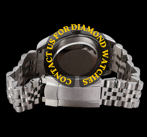 Montre de luxe unisexe au meilleur prix avec cadran bleu ciel au design personnalisé, lunette et diamants Moissanite, bracelet en acier inoxydable, tendance et élégante - Product Image 2