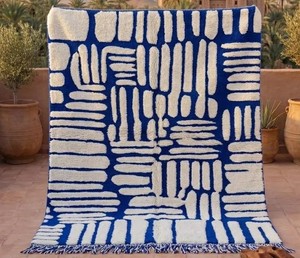 100% Wool Handmade High Pile Washable Moroccan Beni Ourain & Azilal Rug Thick Latex Backed Home Decor - Product Image 5