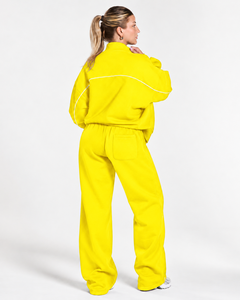 Ensemble de survêtement décontracté deux pièces pour femme avec veste zippée contrastante et pantalon large assorti - Product Image 2