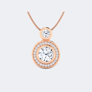 Pendentif de luxe certifié en or 9 carats avec diamant solitaire rond brillant de 0,60 carat (CTW) cultivé en laboratoire, serti clos - Product Image 3
