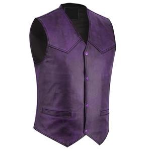 Gilet en cuir véritable pour homme, en cuir de vachette authentique, veste de motard, logo personnalisé, fournisseur d'usine OEM - Product Image 2