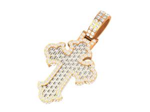 Colgante de Cruz con Incrustaciones de Moissanita, Chapado en Oro de 18K, Estilo Hip Hop de Lujo, Certificado, Otras Joyas - Product Image 3