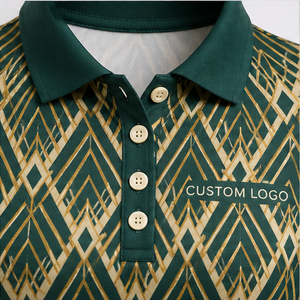 Polo pour femme personnalisé vert forêt à motif losanges dorés, séchage rapide, respirant, manches courtes, uniforme d'équipe de golf WPS-0767 - Product Image 6