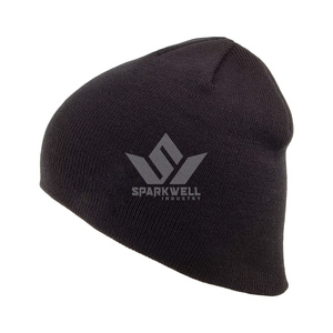 SPARKWELL INDUSTRY Bonnet Unisexe Noir 100% Acrylique Tricoté Hiver Décontracté Taille Adulte 56-58CM Broderie 3D Contrastante - Product Image 2