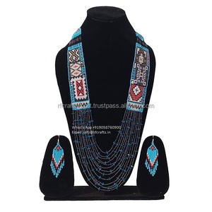 Traditional Southwestern Tribal Layered Glass Bead Jewelry Set with <b>Matching</b> Earrings - Product Image 5