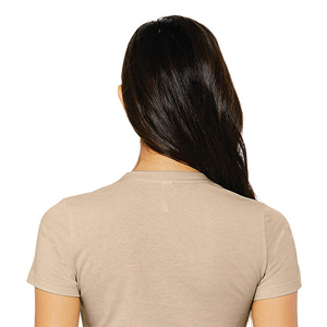 Camiseta de Manga Corta con Cuello Redondo para Mujer, Color Beige, 100% Algodón, Corte Regular, Estilo Casual, Color Sólido, Tejido Jersey, para Todas las Temporadas - Product Image 1