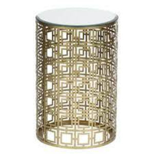 โต๊ะกาแฟทรงกลมหน้าโลหะคุณภาพดีเยี่ยม ดีไซน์ลวดลายใหม่ล่าสุด ชุบทองเกรดสูง พร้อมขาตั้งสีดำ - Product Image 5