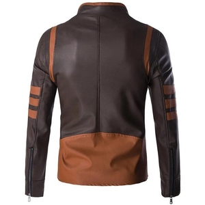 Blouson Homme Automne 2025 Col Montant Coupe Slim Grande Taille Veste Moto en PU Zippée Teinte en Fil Vêtement d'extérieur Décontracté - Product Image 4