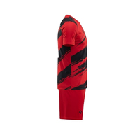 Seragam Sepak Bola Sublimasi Kustom Pria Set Jersey Sepak Bola Merah Hitam Perlengkapan Latihan Tim Logo Nama Nomor Kustom Bernapas OEM