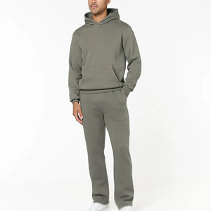 Ensemble de survêtement bleu foncé pour homme, veste zippée à col rabattu et pantalon de sport assorti - Product Image 2