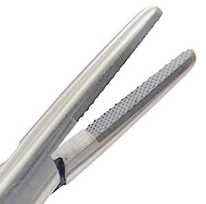 Porte-aiguille manuel Castroviejo courbé avec serrure TC Gold en acier - Product Image 2