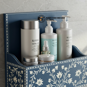 Organizador de Baño de Madera Azul – Estante de Pared Compacto para Decoración Moderna del Hogar - Product Image 3