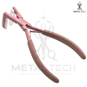 Pince à cheveux en acier inoxydable rose clair avec mâchoires en silicone souple, poignées matifiées, pince de scellage - Product Image 4