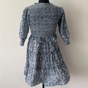 Floral <b>Print</b> Tiered Casual Dress Long Sleeve V Neck Flare Women's Daily Wear Sustainable Hand <b>Block</b> <b>Printed</b> 100% Cotton Natural - Product Image 4