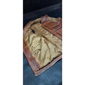 Premium Brown Genuine Leather <b>Utility</b> <b>Vest</b> with Multiple Cargo Pockets, Front Zipper Closure, D-Ring Details and Outdoor Workwea - Product Image 6
