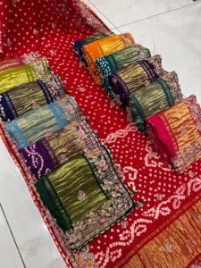 Pure Gajji Silk Bandhani <b>Saree</b> with Gotta Patti Work Traditional Handmade Tie Dye Ethnic <b>Saree</b> Wholesale - Product Image 2