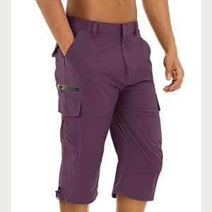 Pantalon Capri 100% Coton pour Homme, Style Urbain, Cargo, Respirant, Séchage Rapide, Taille Élastique avec Multiples Poches - Product Image 3
