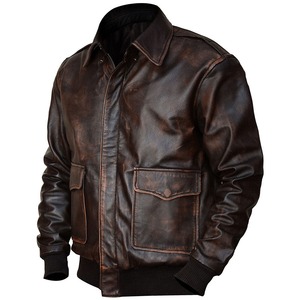 Best Quality Men's Genuine Leather Jacket <b>Winter</b> High Street Style Plain with OEM Service Leather Jacket For Man - Product Image 3