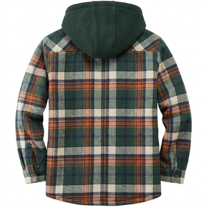 Men's Wholesale Sherpa Fleece Lined Plaid Cotton Hood <b>Jacket</b> Full Zip <b>Flannel</b> Shirt Breathable Waterproof Windproof Warm - Product Image 2