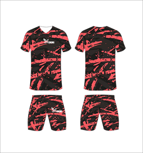 Conjunto de Uniforme de Fútbol Sublimado Personalizado, Diseño a Rayas Color Granate, Transpirable, de Secado Rápido, Camiseta de Fútbol para Equipo, Pantalones Cortos, para Hombres, Niños y Jóvenes - Product Image 5