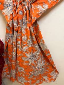 Women's <b>Blue</b> Floral Cotton Maxi Lounge Dress Batwing Sleeves Safari Print Holiday Wear Casual Summer <b>Tunic</b> Regular Fit Bohemian - Product Image 6