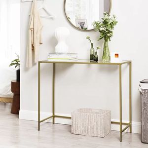 Trendy Metal <b>Console</b> <b>Table</b> With Glass Top Elegant Hallway Furniture For Stylish Interior Design - Product Image 5