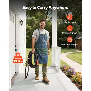 Tuyau d'arrosage de jardin en caoutchouc robuste à 4 couches de 75 pieds 5/8\" 150 PSI de pression de fonctionnement 600 PSI de pression de rupture Raccord 3/4\" Flexible anti-torsion Tuyaux de jardinage - Product Image 5