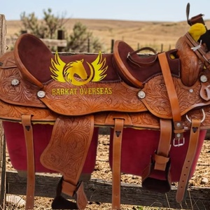 Silla de montar western de cuero genuino de doble asiento personalizada con asiento acolchado suave, portátil para dos personas. - Product Image 1