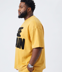 Men's Relaxed Fit Puff Printing Summer <b>T</b>-<b>Shirt</b> Shorts Set Casual Elastic Waist 100% Cotton Plus Size Baggy Men Tee Shorts Set - Product Image 3