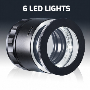 แว่นขยายแบบออปติคอล LED ขั้นสูง 15 เท่า, แว่นขยายแบบชาร์จ USB สำหรับการวัดที่แม่นยำพร้อมไฟ LED 6 ดวง, แผนภูมิสเกล 20 มม. - Product Image 6