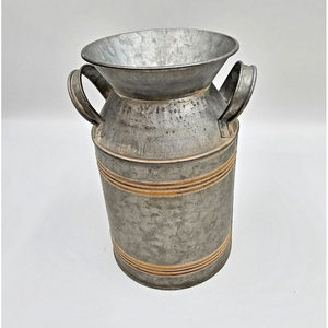 Milk Cane Flower Planter in Galvanized Metal with Handle Design Perfect for Stylish Living Room Floor and Home Decor - Product Image 1