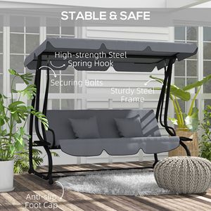Panca Altalena Moderna in Metallo per Esterni con Cuscino Impermeabile e Garanzia di 1 Anno - Product Image 6