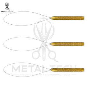 Gold Textured Handle Hair Extension Loop <b>Needle</b> Wire Pulling Hook <b>Threader</b> Tool Set for Micro Ring Link Beads Salon Supply - Product Image 3