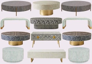 ILAHI's Bone Inlay <b>Table</b> Modern Design Agate Detailing <b>Storage</b> Portable Home Furniture - Product Image 6