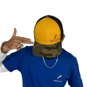 Casquette de baseball sportive à 5 panneaux pour homme, 100 % polyester, avec logo personnalisé, motif à pois, vente en gros - Product Image 4