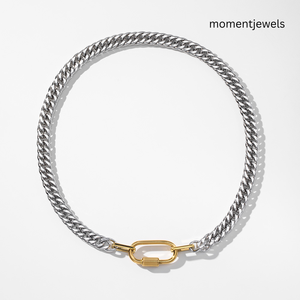 Collar Gargantilla de Cadena Cubana de Acero Inoxidable Chapado en Oro de 18K, con Eslabones Gruesos y Colgante, Moderno, Unisex, Regalo para Uso Diario y Fiestas - Product Image 4